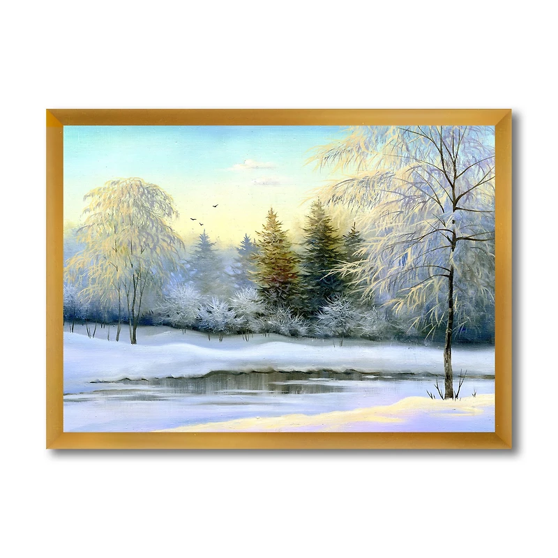 Green Trees Beautiful Winter Landscape Wall Art