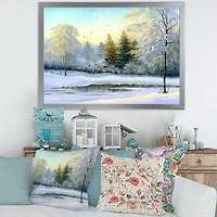 Green Trees Beautiful Winter Landscape Wall Art