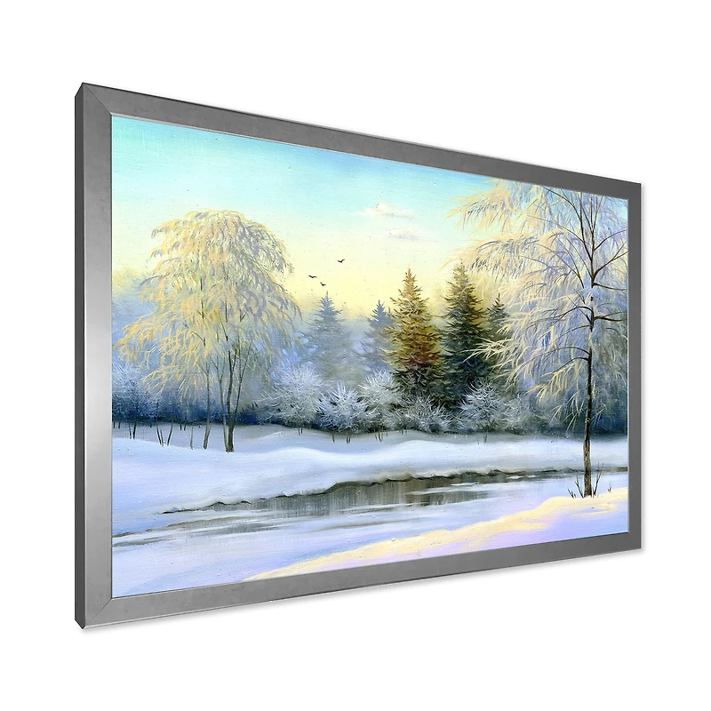 Green Trees Beautiful Winter Landscape Wall Art
