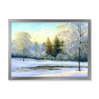 Green Trees Beautiful Winter Landscape Wall Art