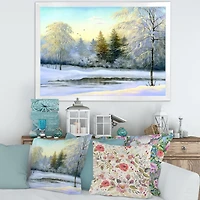 Green Trees Beautiful Winter Landscape Wall Art