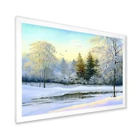 Green Trees Beautiful Winter Landscape Wall Art
