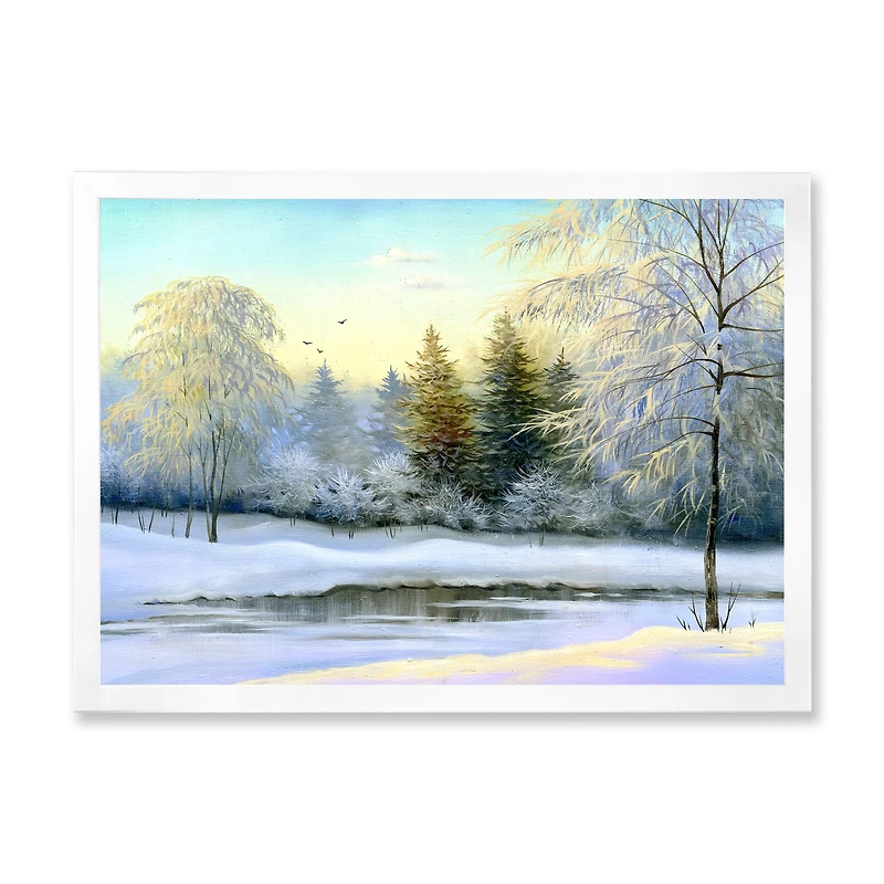 Green Trees Beautiful Winter Landscape Wall Art