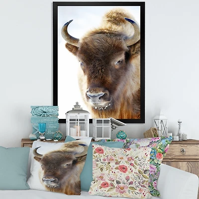 Portrait of Wild Bison  Canvas Wall Art Print