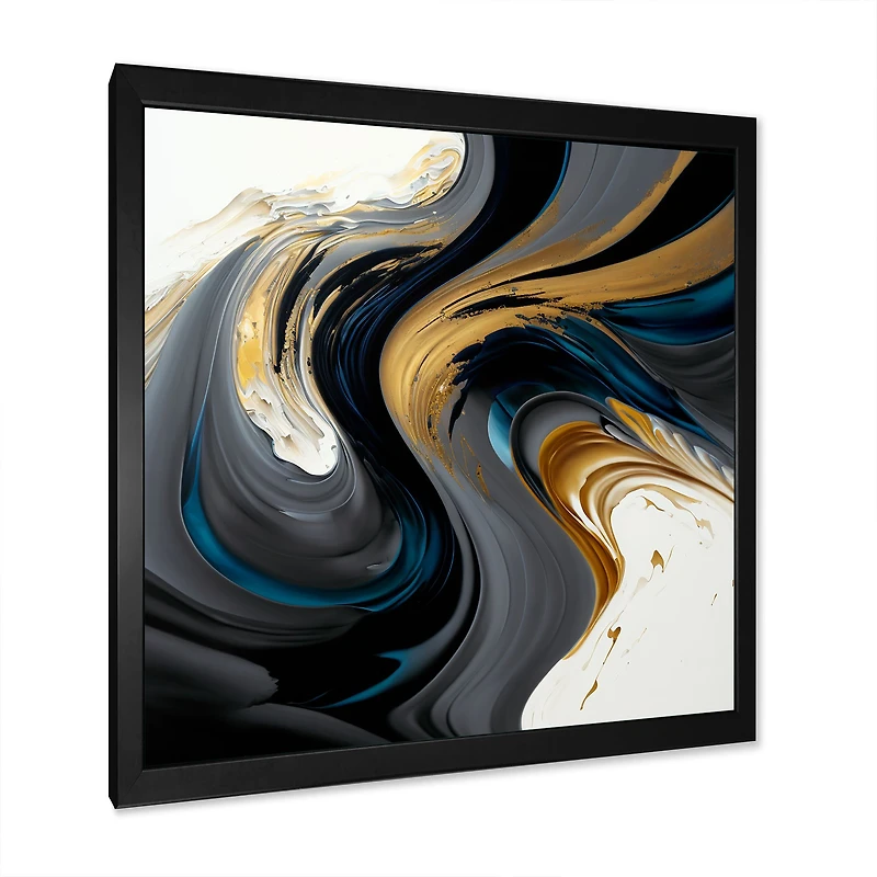 White and Gold Liquid Art IV Wall