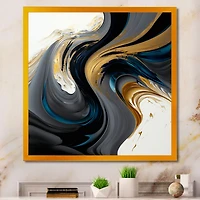 White and Gold Liquid Art IV Wall