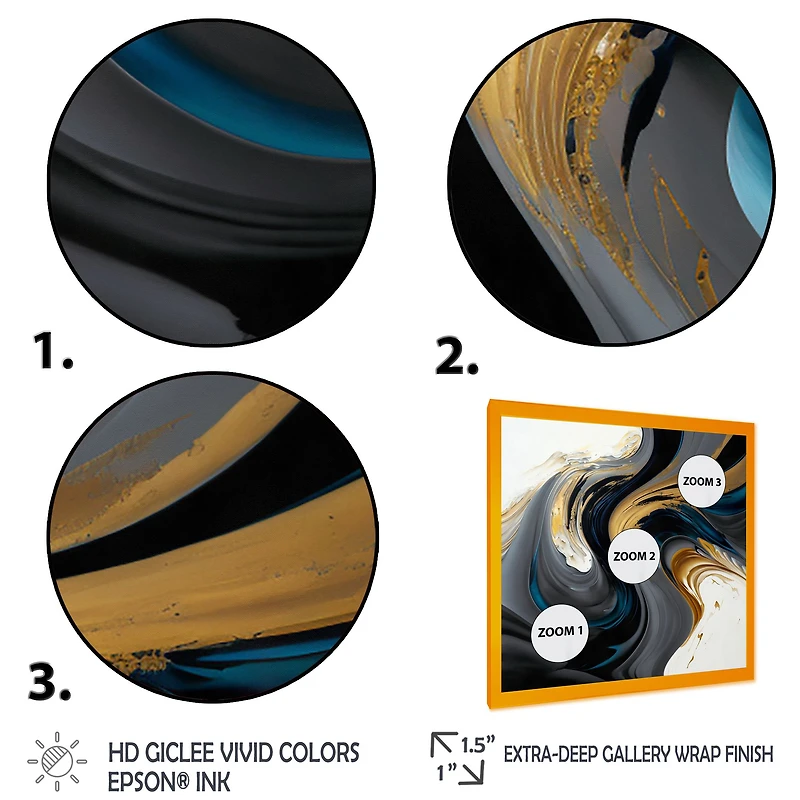 White and Gold Liquid Art IV Wall