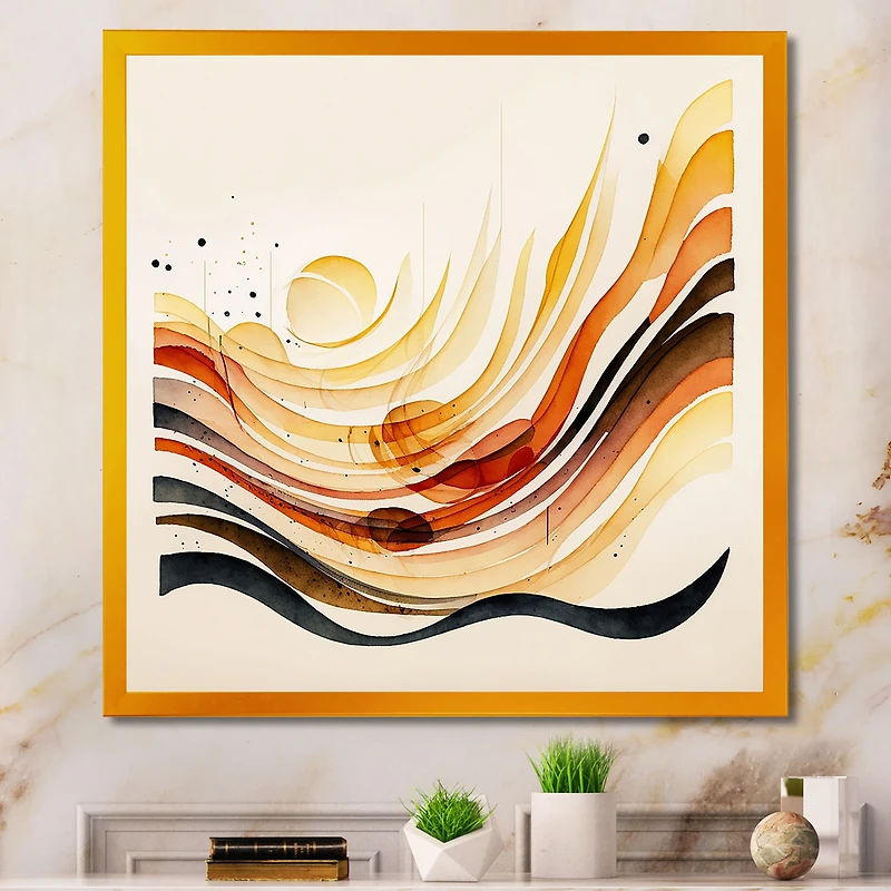 Burnt Orange Waves Abstract IV Wall Art