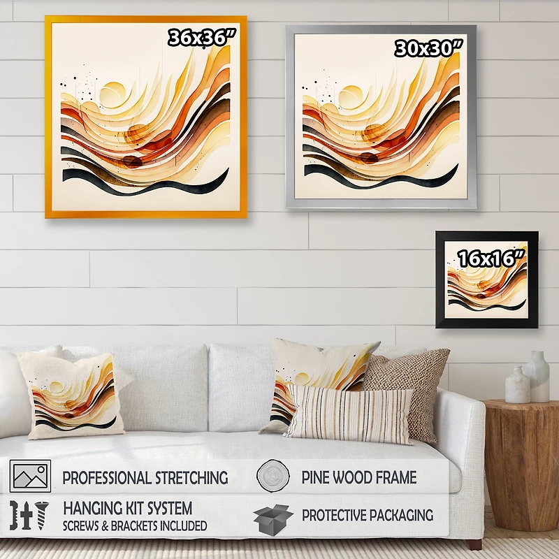 Burnt Orange Waves Abstract IV Wall Art