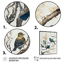 Multicolor Birds On Plum Blossoms Tree IX Wall Art