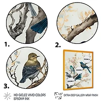 Multicolor Birds On Plum Blossoms Tree IX Wall Art