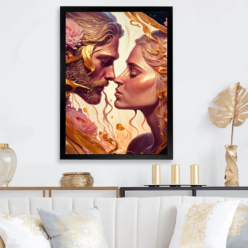 Gold And Pink Couple Art Wall