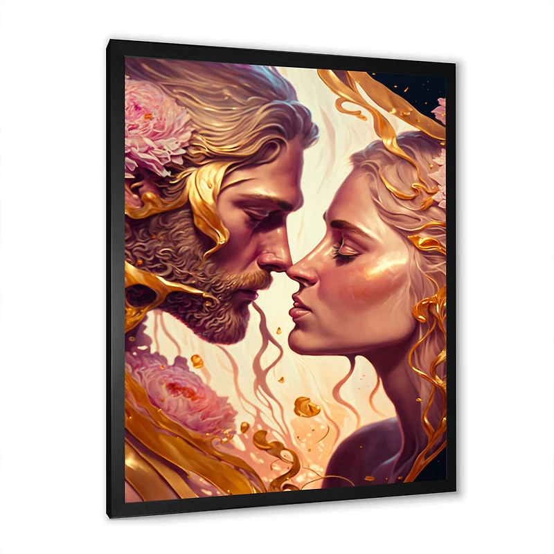 Gold And Pink Couple Art Wall