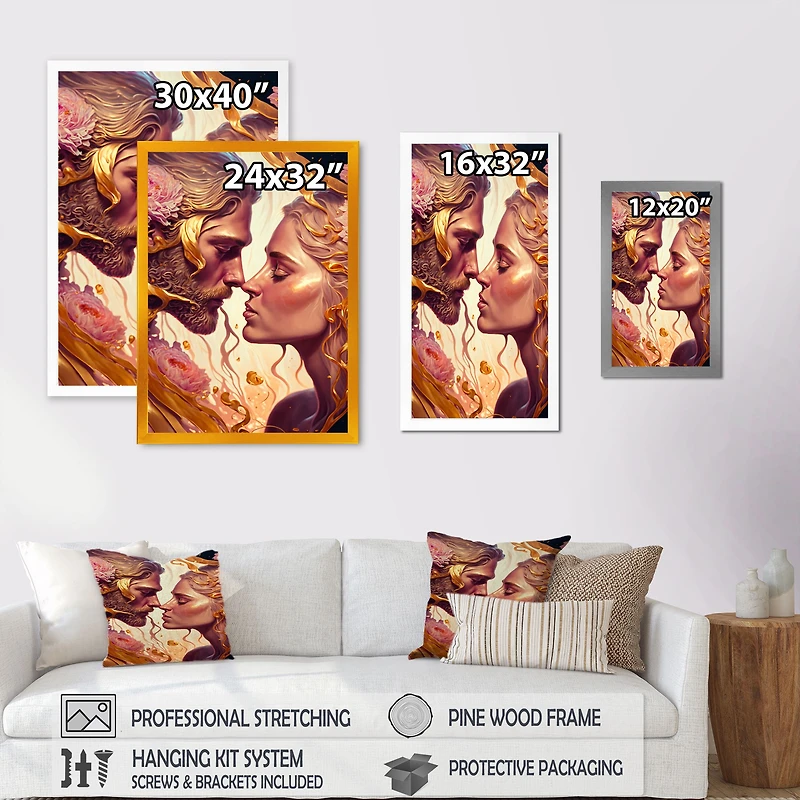 Gold And Pink Couple Art Wall
