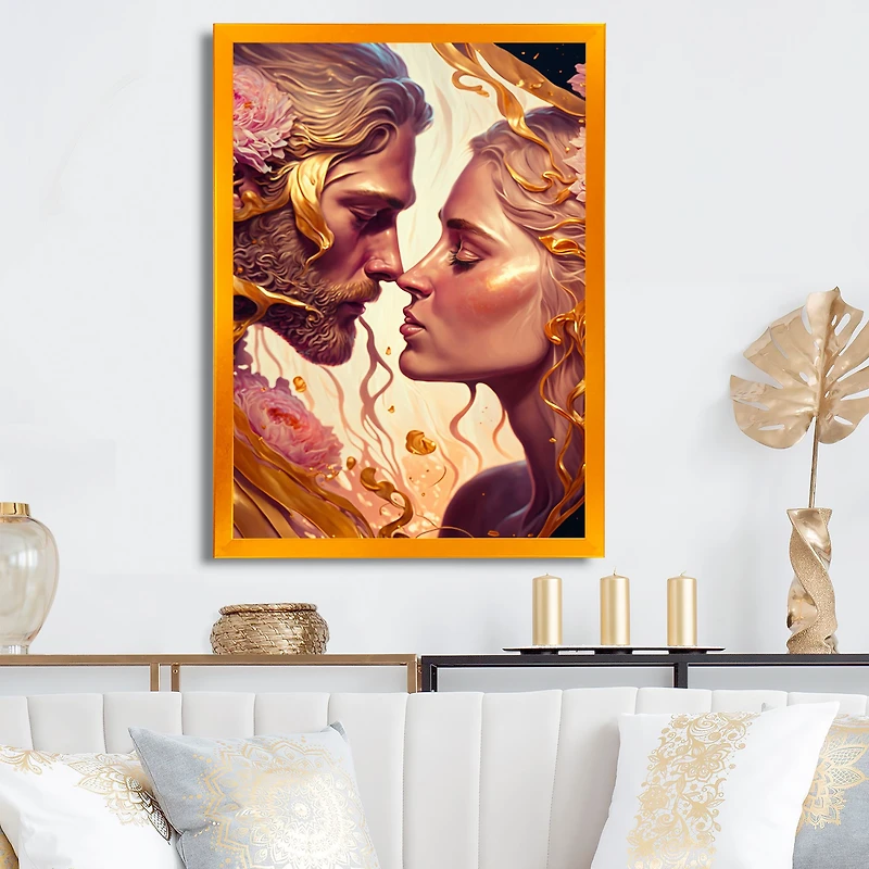 Gold And Pink Couple Art Wall