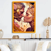 Gold And Pink Couple Art Wall