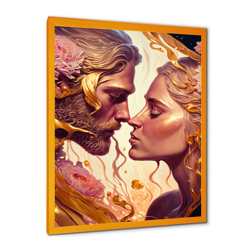 Gold And Pink Couple Art Wall