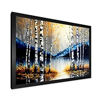 Monochrome Golden Birch Trees By The River IV Wall Art
