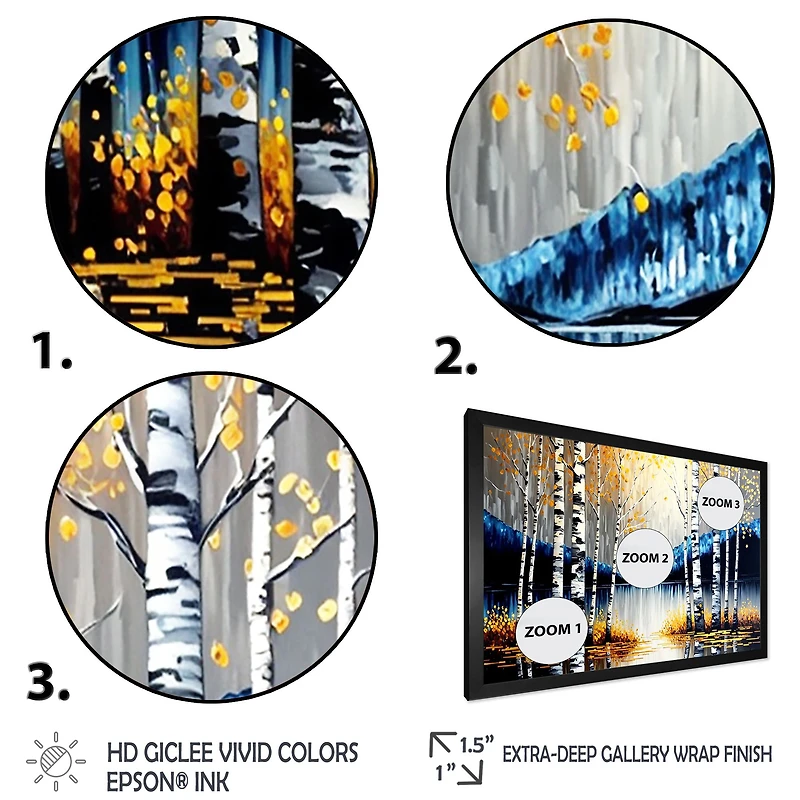 Monochrome Golden Birch Trees By The River IV Wall Art