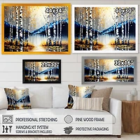 Monochrome Golden Birch Trees By The River IV Wall Art