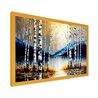 Monochrome Golden Birch Trees By The River IV Wall Art