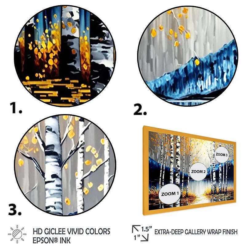 Monochrome Golden Birch Trees By The River IV Wall Art