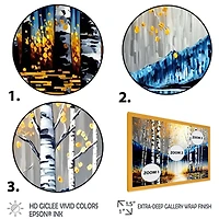 Monochrome Golden Birch Trees By The River IV Wall Art