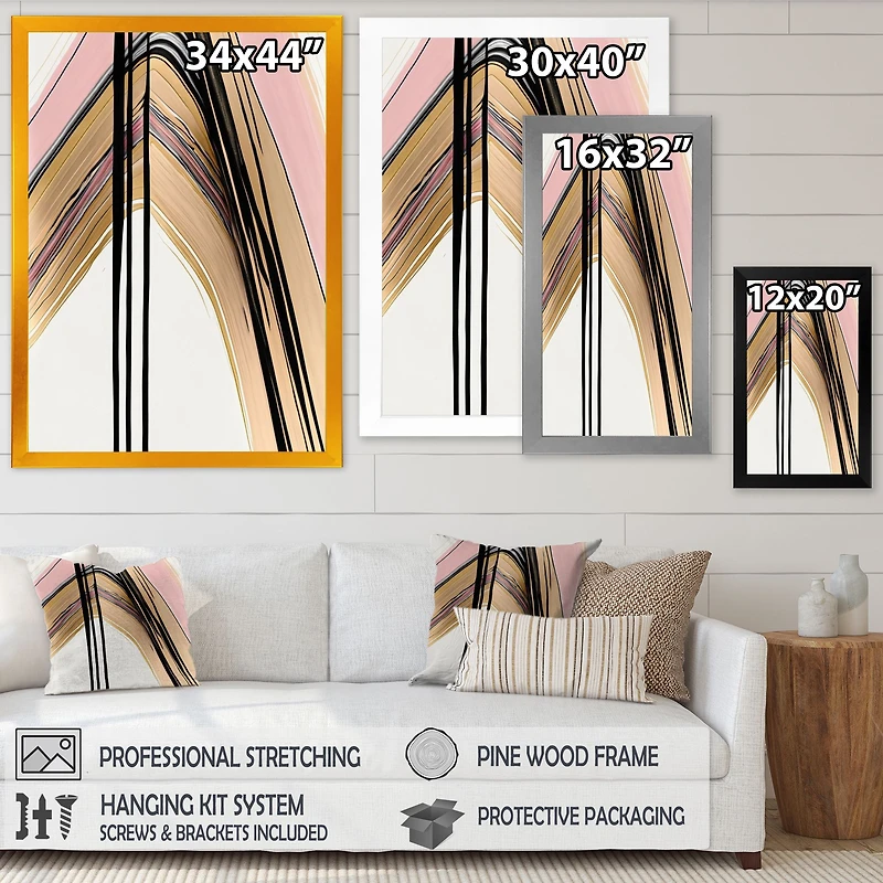 Minimalism Pink And Gold Cubic Fusion V Wall Art