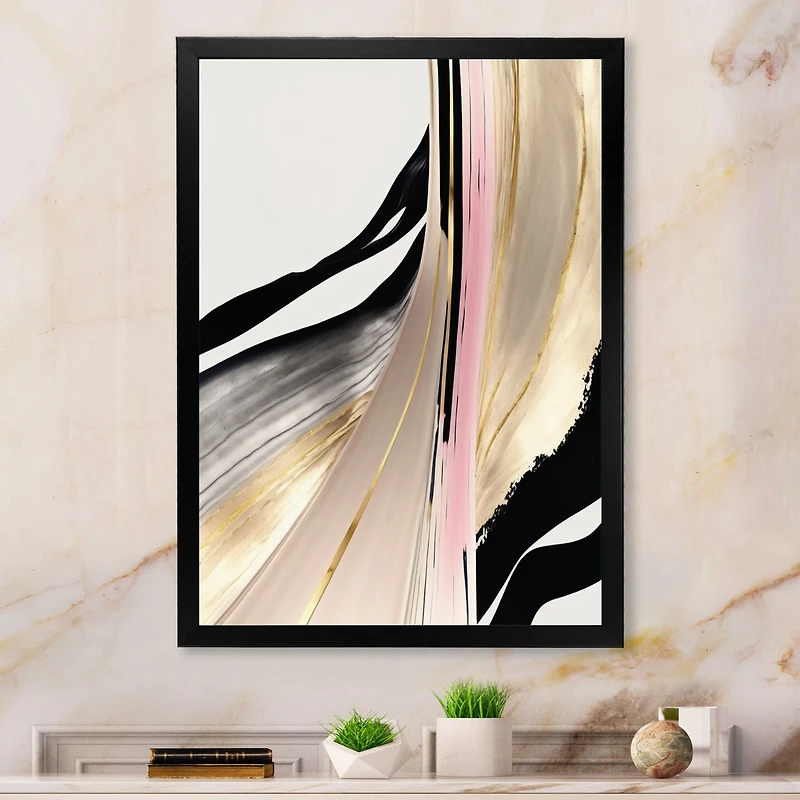 Minimalism Pink And Gold Cubic Fusion VII Wall Art