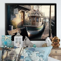Rustic Port With A Fishing Boat IV Wall Art