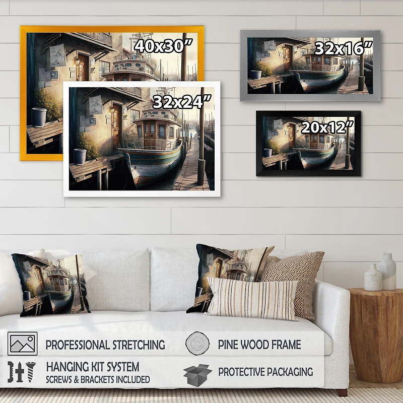 Rustic Port With A Fishing Boat IV Wall Art