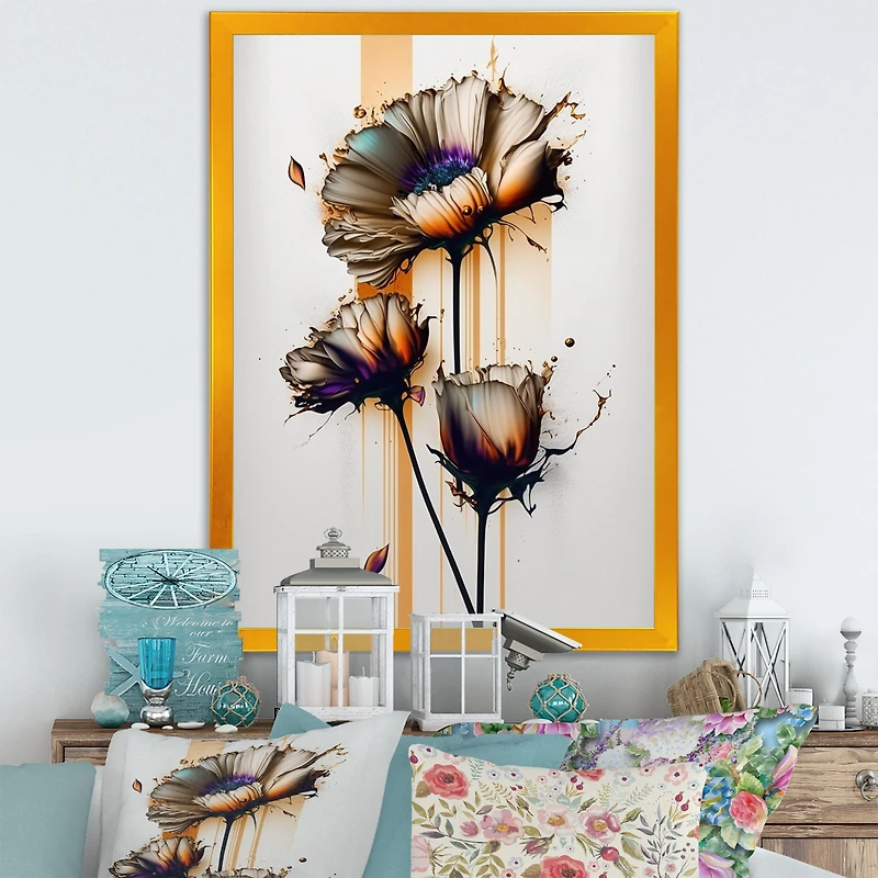 Daisy Flower On Abstract Fusion I Wall Art