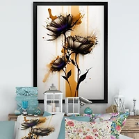 Orange Daisy Flower On Abstract Fusion Wall Art