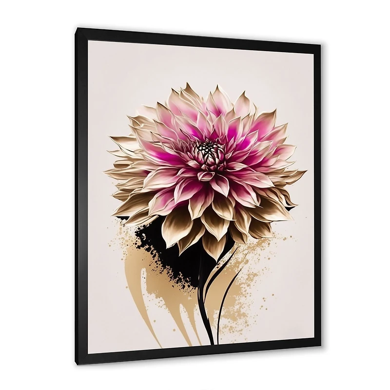 Pink Dahli Flower On Abstract Fusion Wall Art