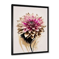 Pink Dahli Flower On Abstract Fusion Wall Art
