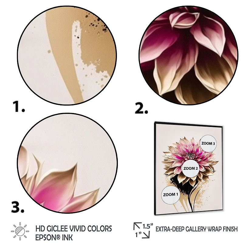 Pink Dahli Flower On Abstract Fusion Wall Art