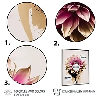 Pink Dahli Flower On Abstract Fusion Wall Art