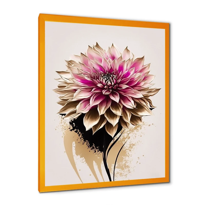 Pink Dahli Flower On Abstract Fusion Wall Art