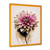 Pink Dahli Flower On Abstract Fusion Wall Art