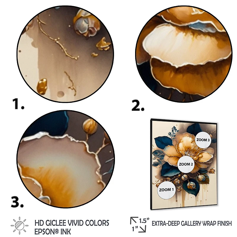 Yellow And Dark Blue Camellia Flower I Wall Art