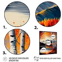 Red And Orange Birch Trees By The Lake V Wall Art