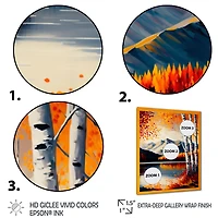Red And Orange Birch Trees By The Lake V Wall Art