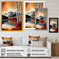 Red And Orange Birch Trees By The Lake V Wall Art