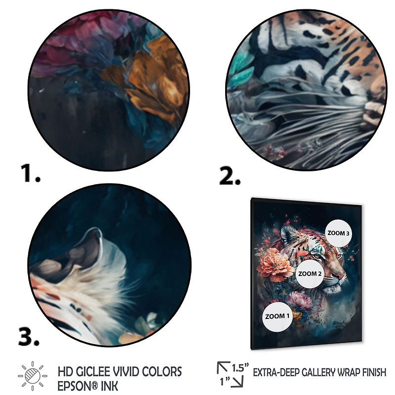 Cute Tiger Floral Art Wall