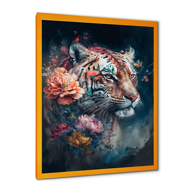 Cute Tiger Floral Art Wall
