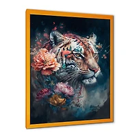 Cute Tiger Floral Art Wall
