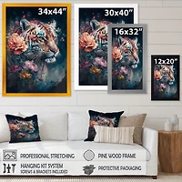 Cute Tiger Floral Art Wall