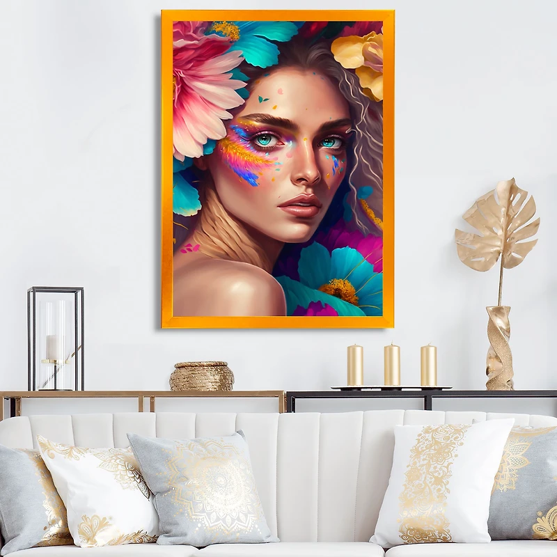 Floral Woman Portrait Wall Art