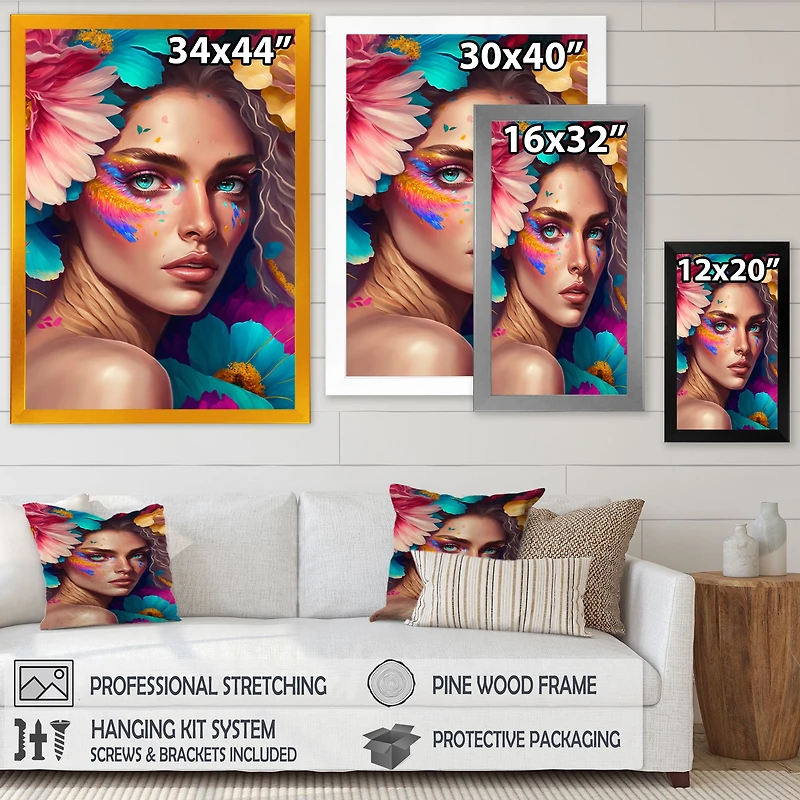 Floral Woman Portrait Wall Art