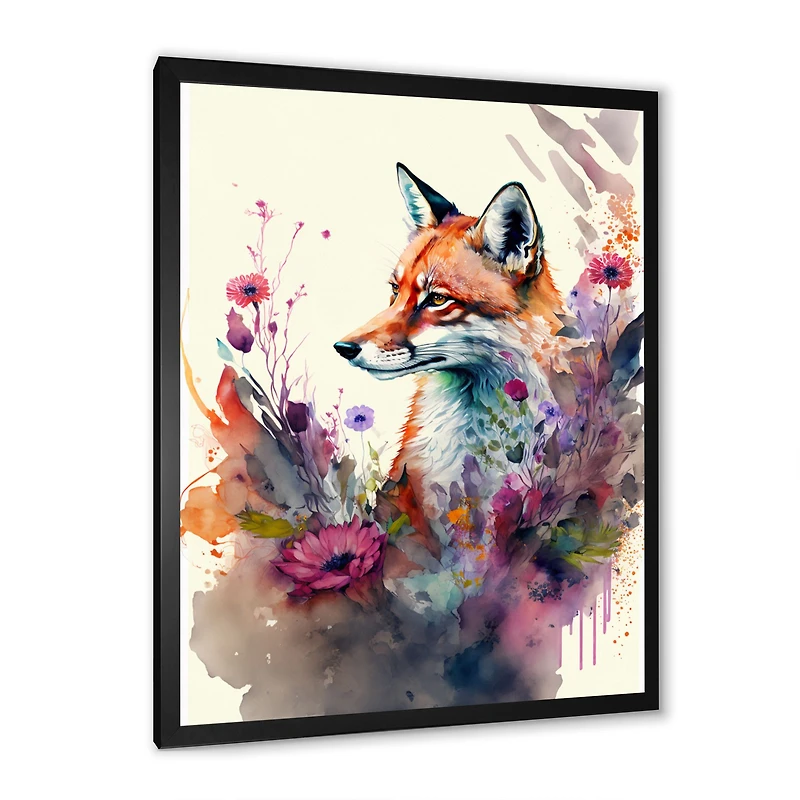 Cute Fox Floral Art Wall